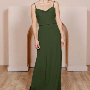 Revelry Skye Chiffon Dress in Deep Olive
